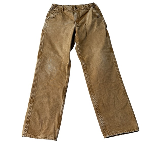 VTG Carhartt B111 Brown Duck Canvas Work Pants Flannel Lined Men’s 36x36